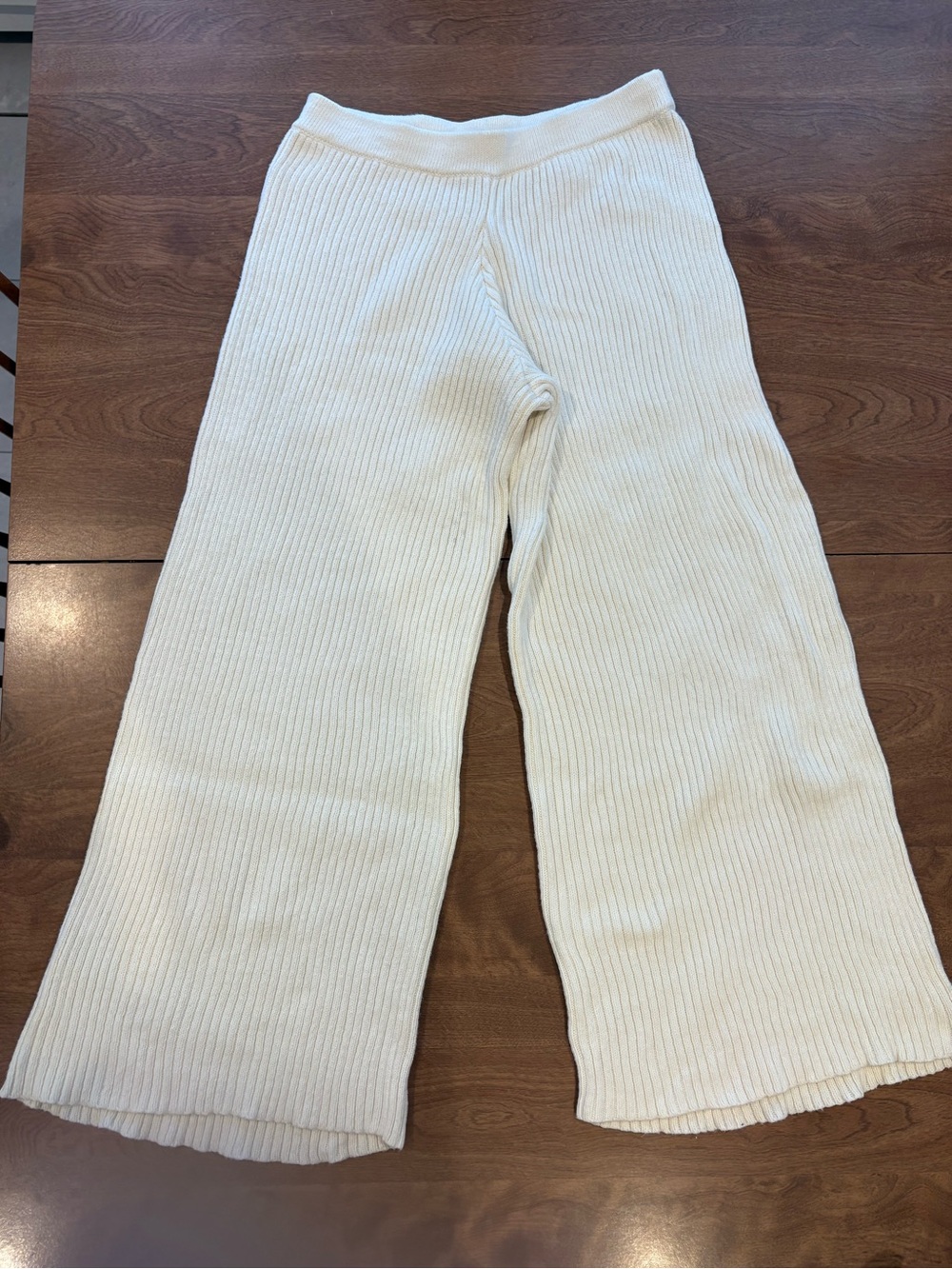 Haven Well Within Luxury Cream Ribbed Wide-Leg Women’s Lounge Pants